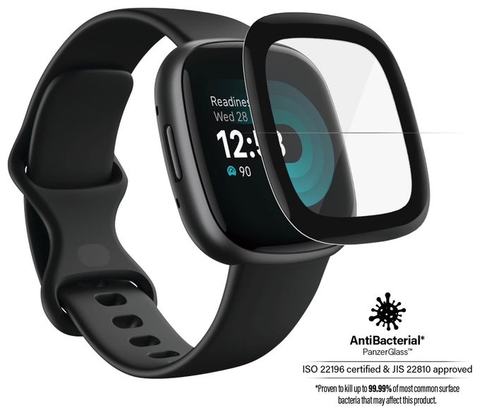 Klare Bildschirmschutzfolie Gehärtetes Glas, Polyethylenterephthalat, Silikon für  Fitbit Fitbit - Versa 3, Fitbit - Versa 4, Fitbit - Sense Kratzresistent, Schockresistent, Antibakteriell 3668 