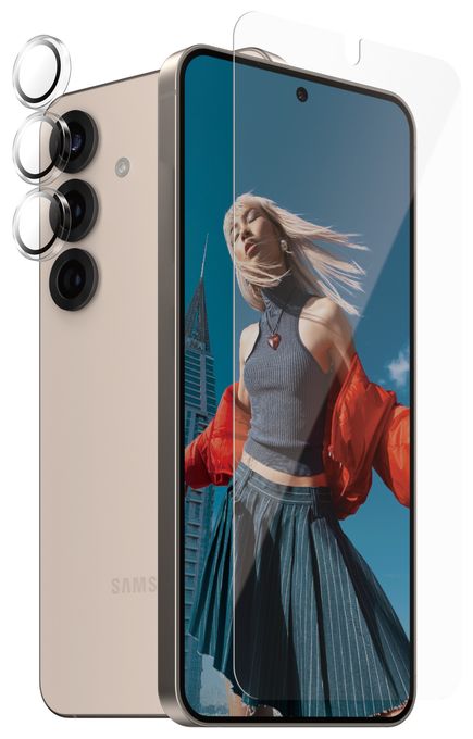 Klare Bildschirmschutzfolie Gehärtetes Glas, Silikon, Polyethylenterephthalat für  Samsung Samsung - Galaxy S25 Kratzresistent, Schockresistent 38388 2-in-1 Bundle - Schutzkit Display/Objektiv 