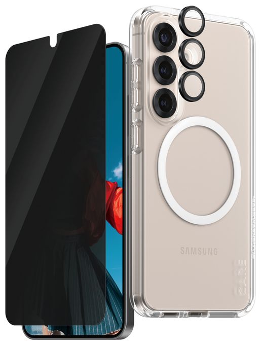 Klare Bildschirmschutzfolie Gehärtetes Glas, Polyethylenterephthalat, Silikon für  Samsung Samsung - Galaxy S25 Kratzresistent, Schockresistent 38388  3-in-1 Privacy Set 