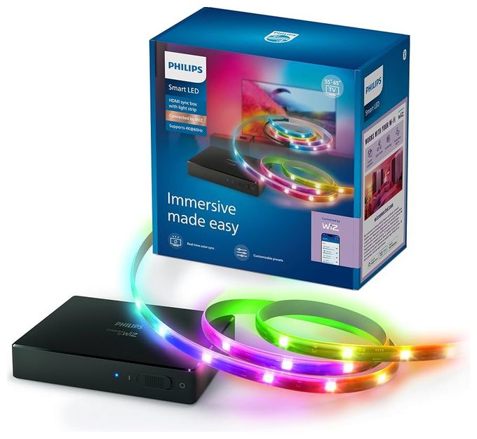 HDMI Sync Box mit TV-Hintergrundbeleuchtung für TVs von 55–65", Connected by WiZ 