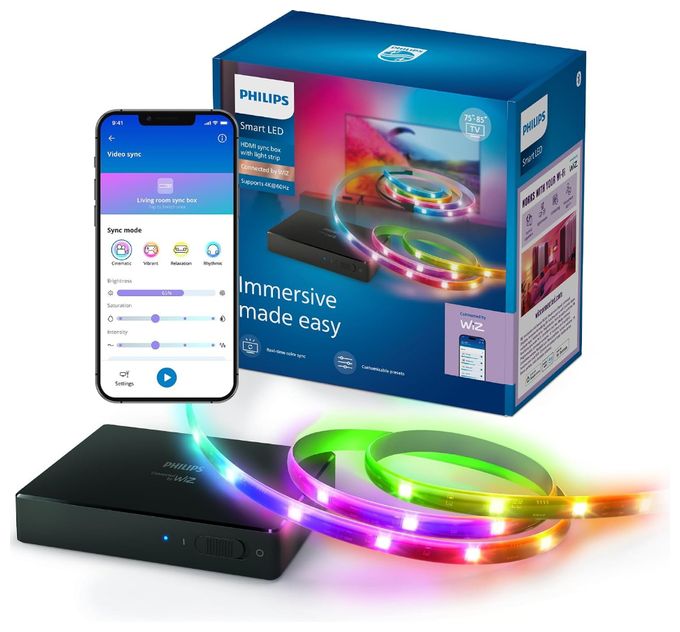 LED Set für intelligente Beleuchtung 3300 mm Multi HDMI Sync Box mit TV-Hintergrundbeleuchtung für TVs von 75–85" 