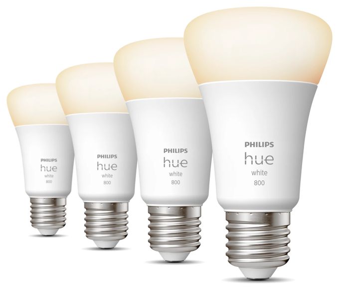 LED Intelligentes Leuchtmittel Weiches Weiß Hue White E27 A60 Viererpack 