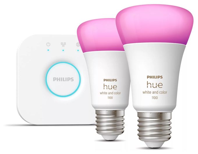LED Set für intelligente Beleuchtung Multi AC Hue White & Color Ambiance Starter-Set: E27 A60 Doppelpack 