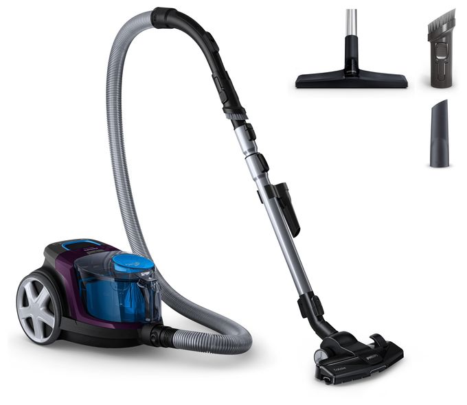 Bodenstaubsauger Beutellos 900 W HEPA (Schwarz, Blau, Grau, Violett) FC9333/09 PowerPro Compact 