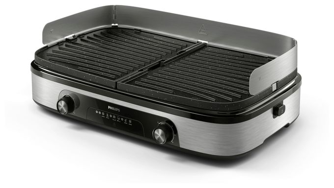 2 Zone(n) 2400 W  HD6222/90 Tischgrill (Schwarz, Edelstahl) 