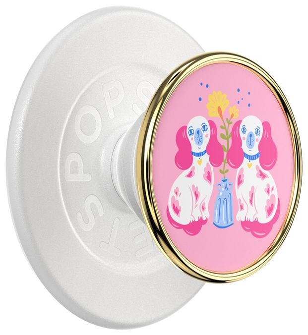 Fingerring  PopGrip Enamel Staffordshire Furries (Mehrfarbig, Pink) 