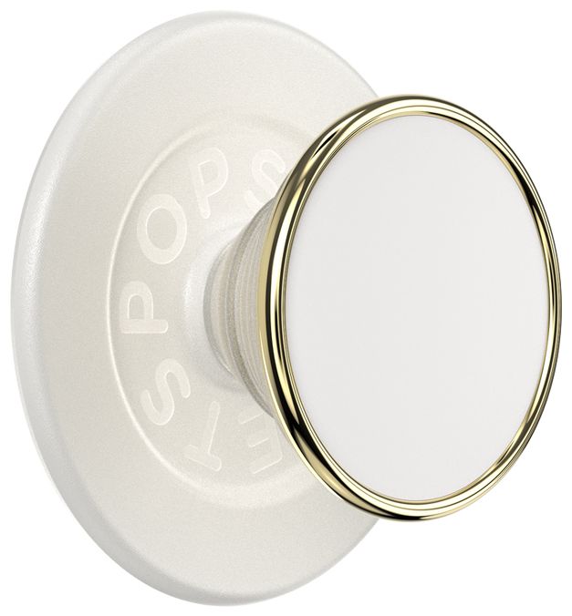 Fingerring für Apple iPhone 12+  PopGrip MagSafe Luxe Coconut Creme Enamel (Cremefarben, Gold) 