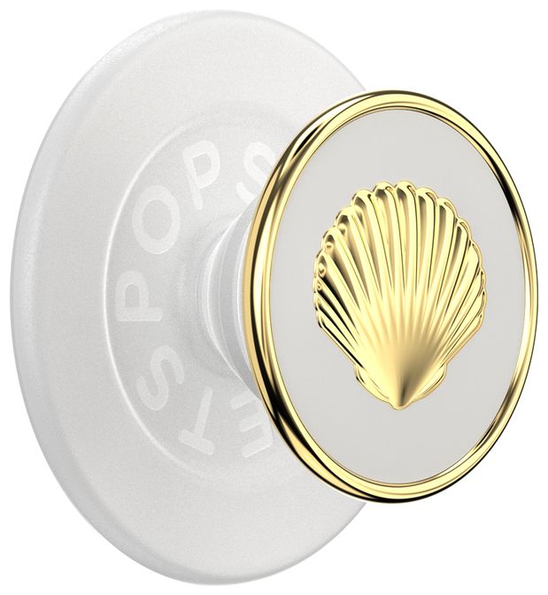 Fingerring für Apple iPhone 12+  PopGrip MagSafe Venus White Enamel (Gold, Weiß) 