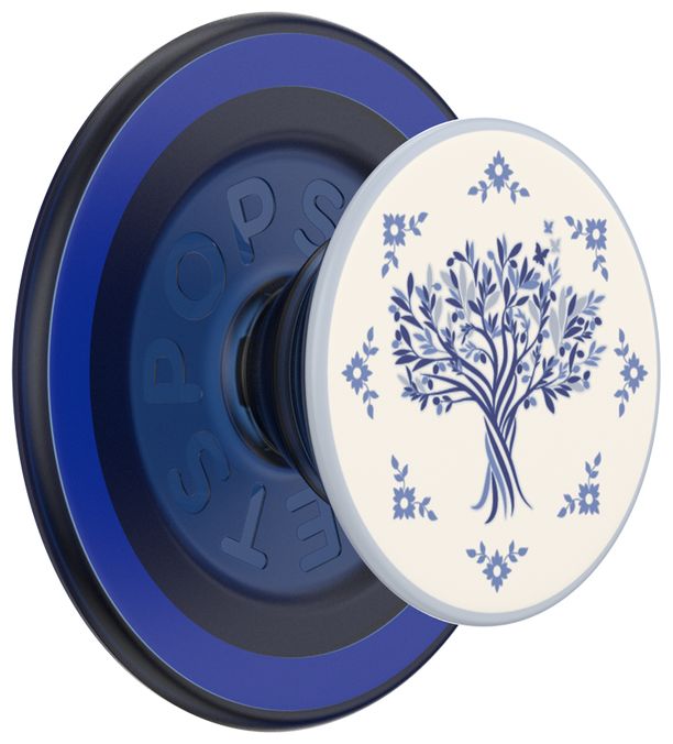 Fingerring für Apple iPhone 12+  PopGrip MagSafe Olive Tree Tile (Blau, Weiß) 