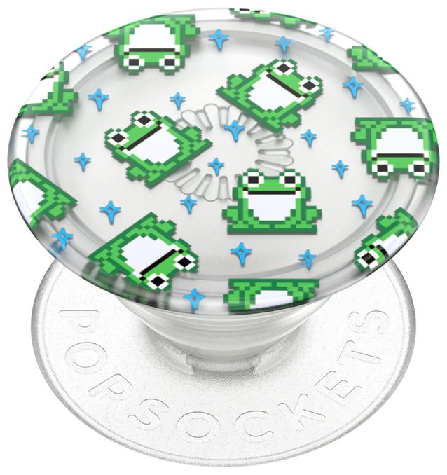 Fingerring für Jede Marke (Grün, Durchscheinend, Weiß) PopGrip Premium Plant 8 Bit Frogs 