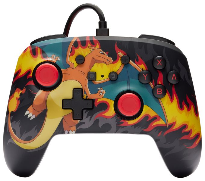 Analog / Digital Gamepad für Nintendo Switch, Nintendo Switch OLED  Enhanced Wired Controller Pokémon: Glurak Feuersturm (Mehrfarbig) 