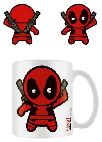 (Schwarz, Grau, Rot, Weiß) Deadpool Chibi Tasse 