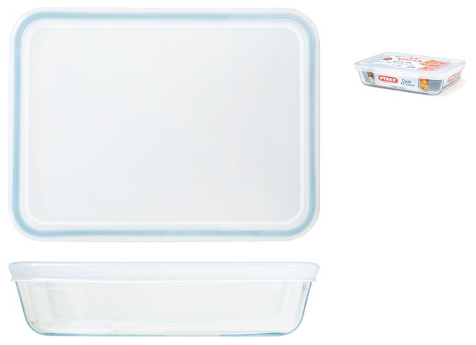 Container Rechteckig 0,8 l Glas  Mehrzweckform mit Deckel (Transparent) 
