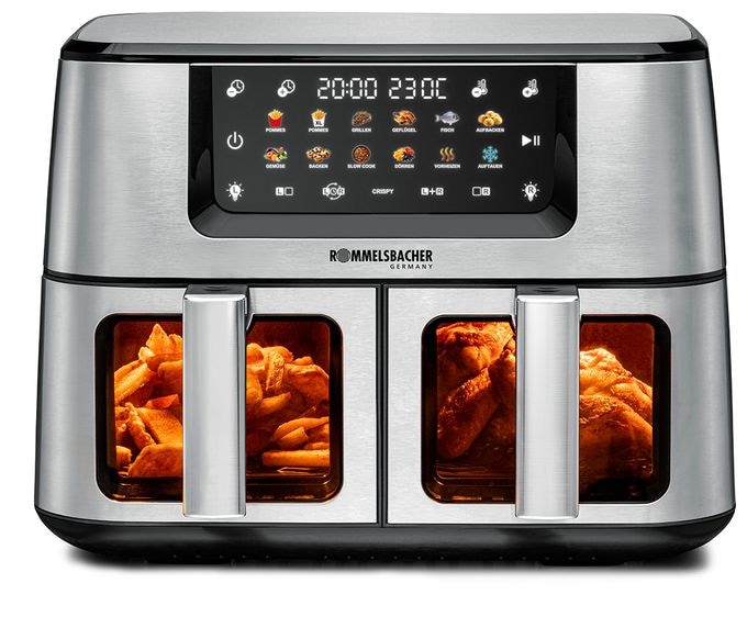 Doppel Heißluftfritteuse 5,5 l 2700 W  FRH2650 (Schwarz, Edelstahl) 