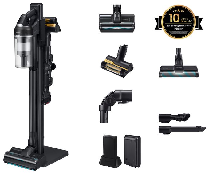 Handstaubsauger Beutellos bis 60 min Laufzeit 25,2 V HEPA  VS70H28HEK Jet 95S Akku+ CompleteClean mit Standing Station (Schwarz) 