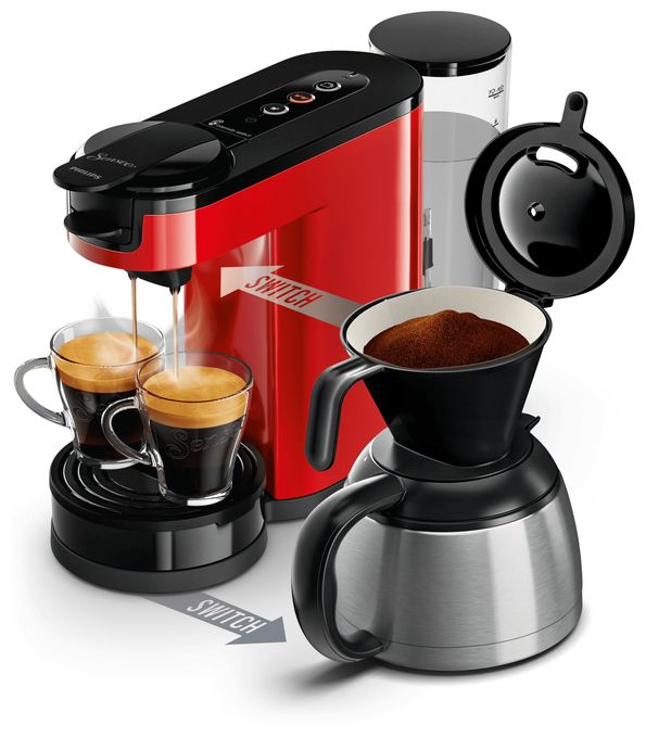 Kaffeepad, Gemahlener Kaffee Maschine  HD6592/84 Senseo Switch (Schwarz, Rot) 