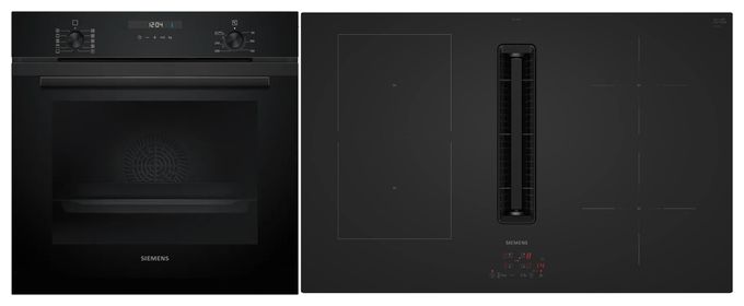 Backofen-Set groß AutoClean Ecoclean mit autarkem 80 cm Induktions Kochfeld EQ51A8BMAT (HB237GBB3 + ED81ABS16E) 