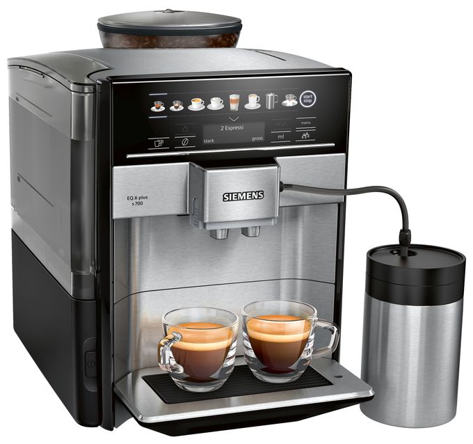 Kaffeevollautomat 19 bar 1,7 l 300 g AutoClean  EQ6 TE657M03DE plus s700 (Schwarz, Edelstahl) 