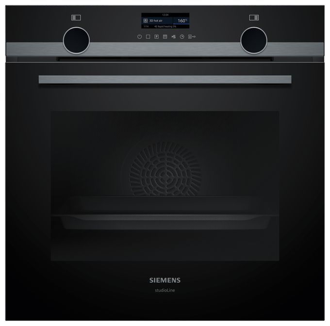 Einbaubackofen groß AutoClean (Edelstahl, Schwarz) iQ500 HB479G0A3 