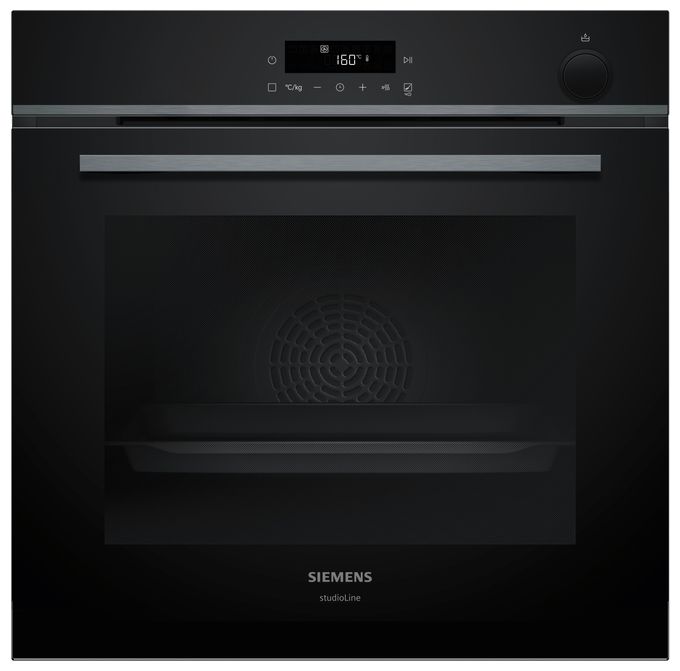 Einbaubackofen groß Dampfgaren AutoClean (Edelstahl, Schwarz) iQ300 HR472G0B3 