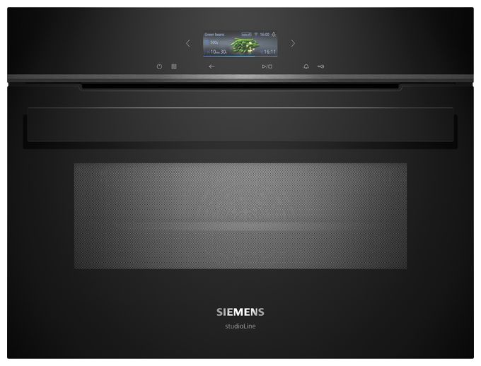 Einbaubackofen kompakt AutoClean Mikrowelle (Schwarz/Edelstahl) iQ700 CM924G1B1 