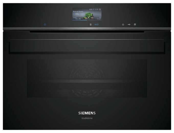 Einbaubackofen kompakt Dampfgaren AutoClean (Schwarz/Edelstahl) iQ700 CS936GCB1 