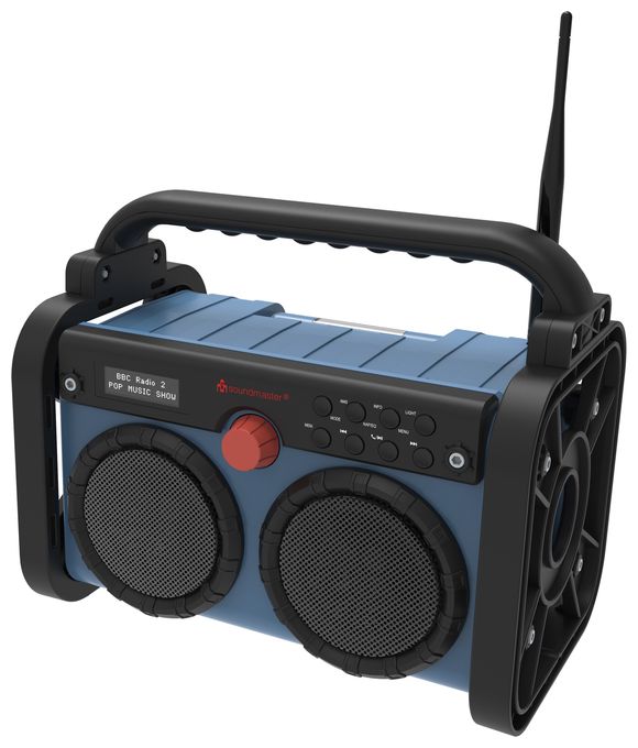 Bluetooth DAB+, FM Radio Tragbar Staubresistent, Spritzwassergeschützt IP44  DAB85BL (Schwarz, Blau) 