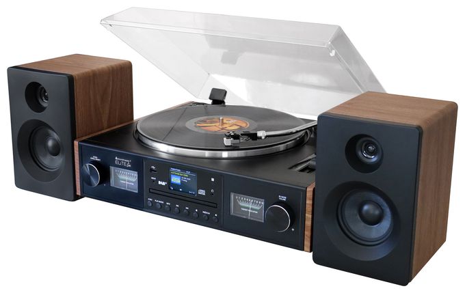Heim-Audio-Mikrosystem DAB+, FM 12,5 W Bluetooth  PL920 EliteLine Plattenspieler Riemenantrieb (Schwarz, Holz) 