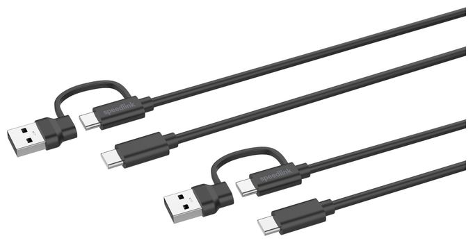 Stecker Rundkabel USB A/USB C auf USB C 3 m  SL-460101-BK (Schwarz) 