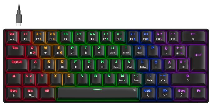 RGB-LED Gaming Tastatur USB  SL-670015 (Schwarz) 