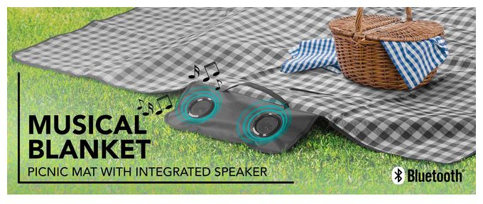 6 W Bluetooth Lautsprecher Laufzeit bis 2 h  Music Picknick Decke (Schwarz) 