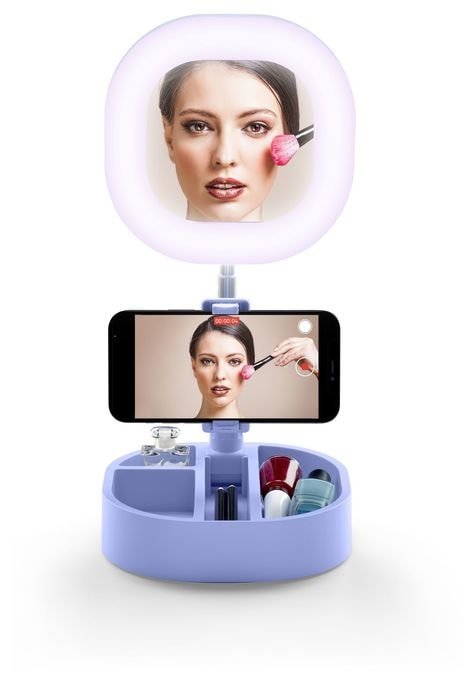 162 mm Universal  Selfie Ring Mirror (Hellblau) 