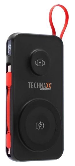 10000 mAh Powerbank USB Typ-A Kabelloses Laden  TX-315 (Schwarz, Rot) 