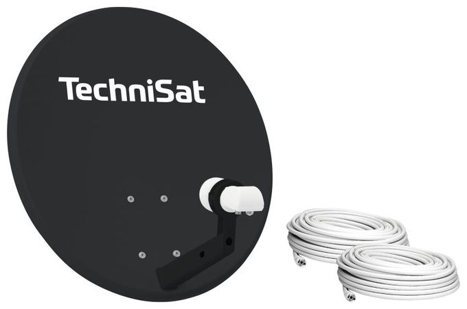 60 cm Stahl Sat-Spiegel  TechniTenne 60 mit Twin-LNB (Anthrazit) 