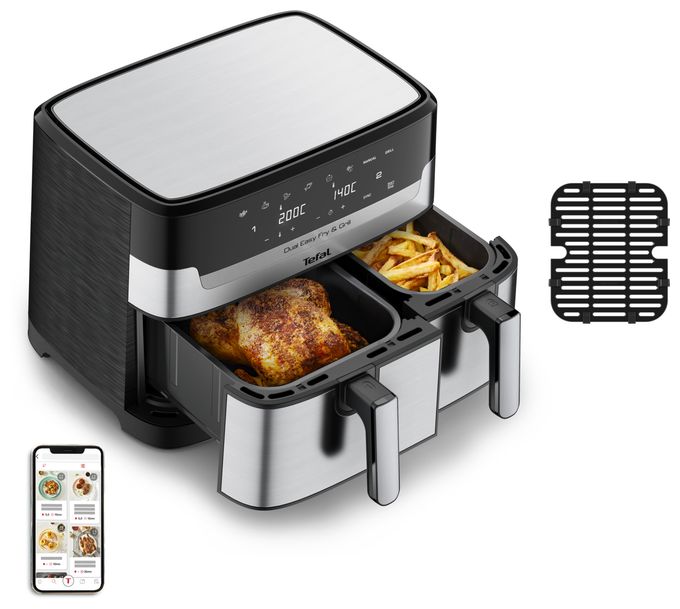 Doppel Heißluftfritteuse 8,3 l 2700 W  EY905D Dual Easy Fry & Grill (Edelstahl) 