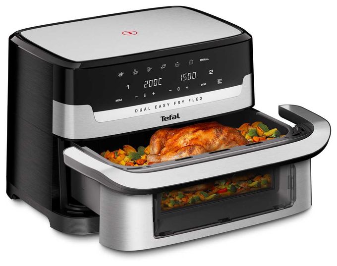 Heißluftfritteuse 9 l  EY922D Dual Easy Fry (Schwarz, Edelstahl) 