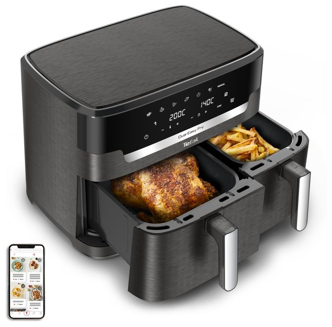 Doppel Heißluftfritteuse 11 l 2020 W  EY942HE0 Easy Fry Dual XXL (Grau) 