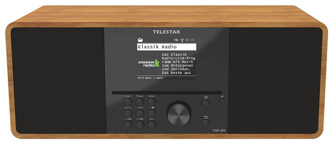 Bluetooth DAB+, FM Radio Internet  Top 300 (Holz) 