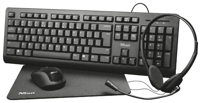 Büro Tastatur USB  Primo 4 in 1 Home Office Set (Schwarz) 