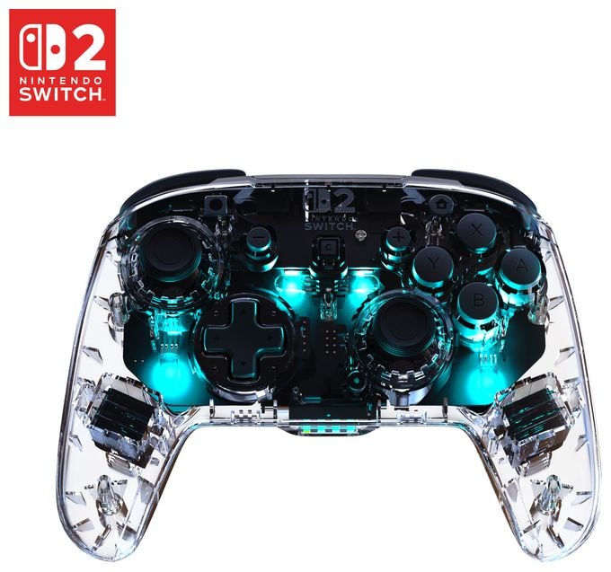 Gamepad für Nintendo Switch, Nintendo Switch 2, Nintendo Switch Lite, Nintendo Switch OLED  Afterglow Wave Wireless Controller (Durchscheinend) 