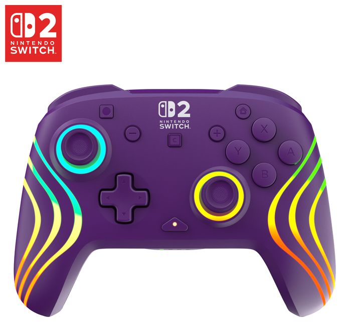 Gamepad für Nintendo Switch, Nintendo Switch 2, Nintendo Switch Lite, Nintendo Switch OLED  Afterglow Wave Wireless Controller (Violett) 