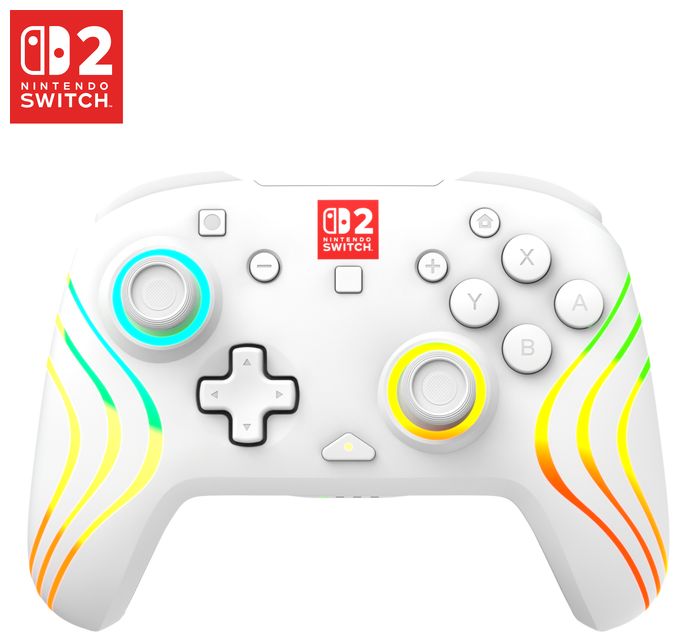 Gamepad für Nintendo Switch, Nintendo Switch 2, Nintendo Switch Lite, Nintendo Switch OLED  Afterglow Wave Wireless Controller (Weiß) 