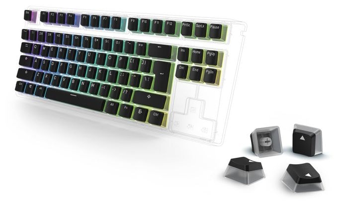 Tastatur (Schwarz, Durchscheinend) PBT Pudding Keycap 