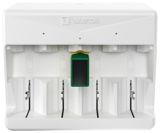 Akku Ladegerät, Batterieladegerät für wiederaufladbare Batterien, lädt 2 oder 4 AA, AAA, C, D oder 1x 9V gleichzeitig, Universal Charger, mit Sicherheitsabschaltung, unbestückt 