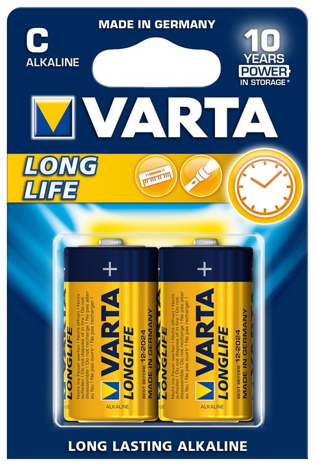 C Alkali 1,5 V 2 Stück  Longlife Batterie (Blau/Gelb) 