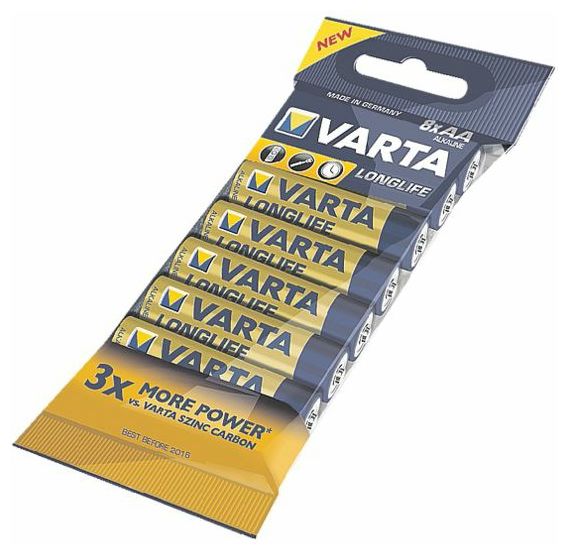 AAA Alkali 1,5 V 8 Stück  Longlife Batterie (Blau/Gelb) 