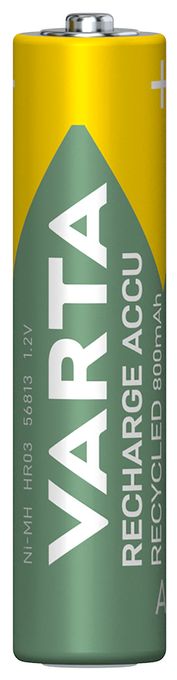 Recharge Accu Recycled AAA 800 mAh 2er-Pack (vorgeladener NiMH-Akku, Micro, 25 % recyceltes Material, wiederaufladbarer Akku, sofort einsatzbereit) 