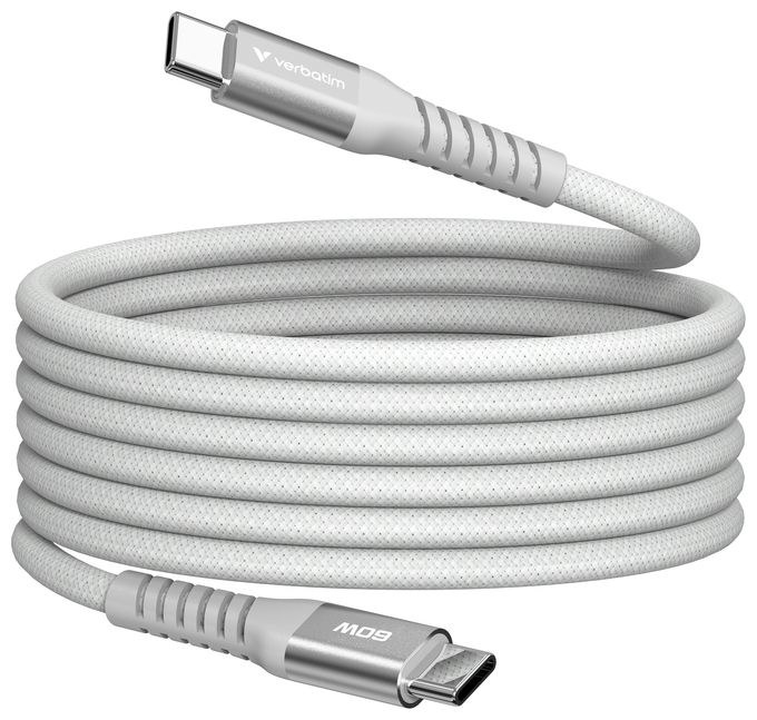 0,48 Gbit/s Stecker Rundkabel USB C auf USB C bis 60 W 1,2 m  31850 (Grau) 