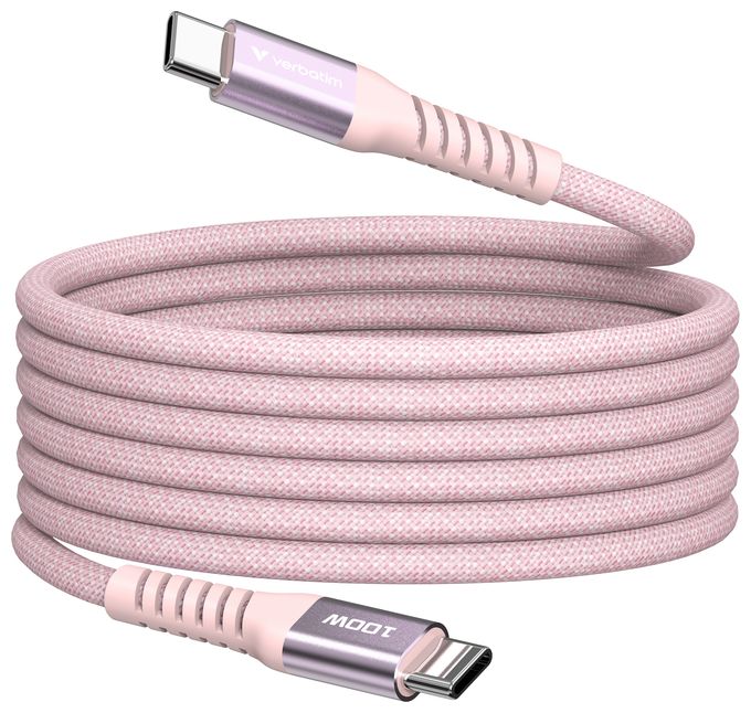 0,48 Gbit/s Stecker Rundkabel USB C auf USB C bis 100 W 1,2 m  31857 (Pink) 