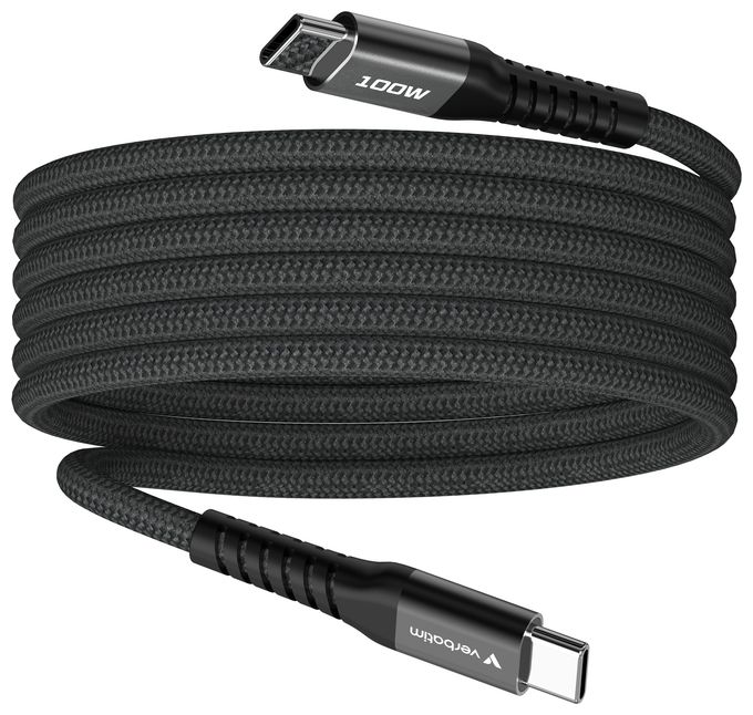 0,48 Gbit/s Stecker Rundkabel USB C auf USB C bis 100 W 1,2 m  31863 (Schwarz) 